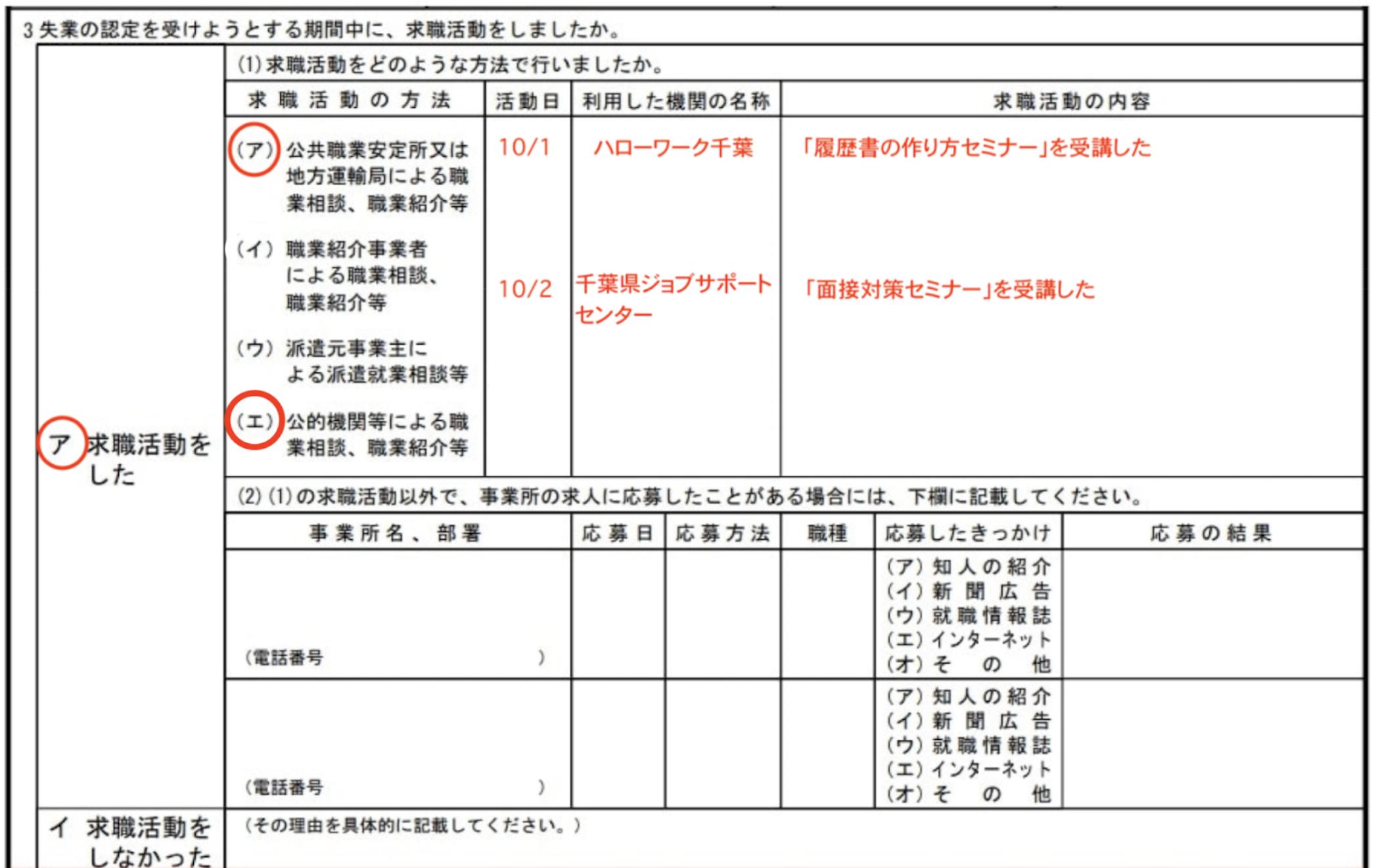 求職活動実績 セミナー 千葉