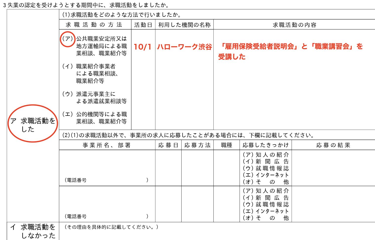 初回認定日 求職活動してない